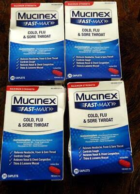 80  Mucinex FAST-MAX Cold & Flu, Sore Throat 20x4 Exp 7/23