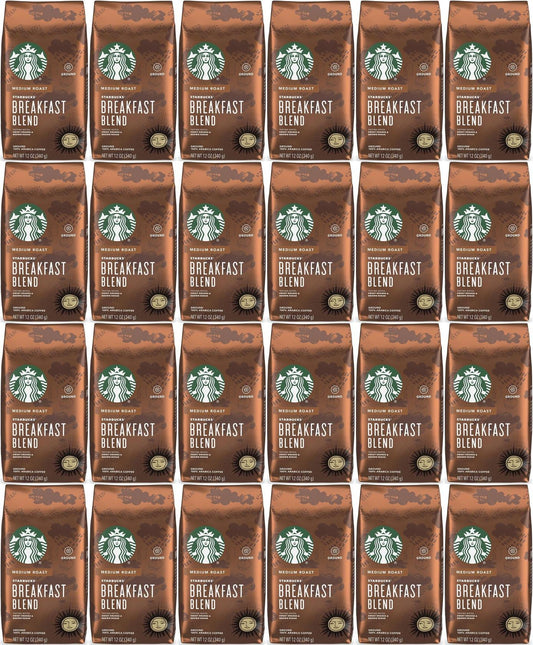 24 PACK Starbucks Breakfast Blend Ground Coffee 12oz Each bag Best Before 2/2021