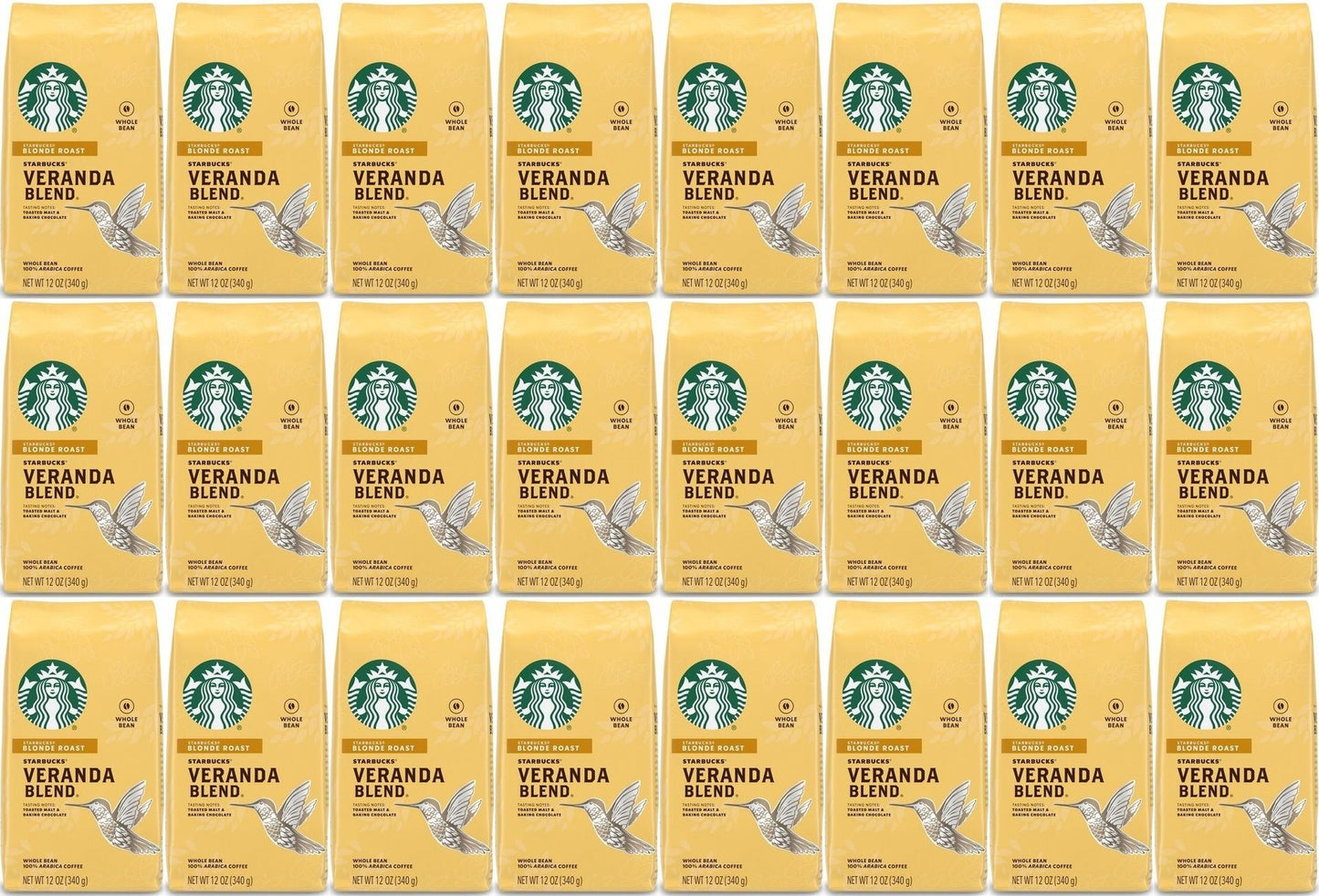 24 PACK Starbucks Veranda Blonde Roast Whole Bean Coffee Best Before July 2021