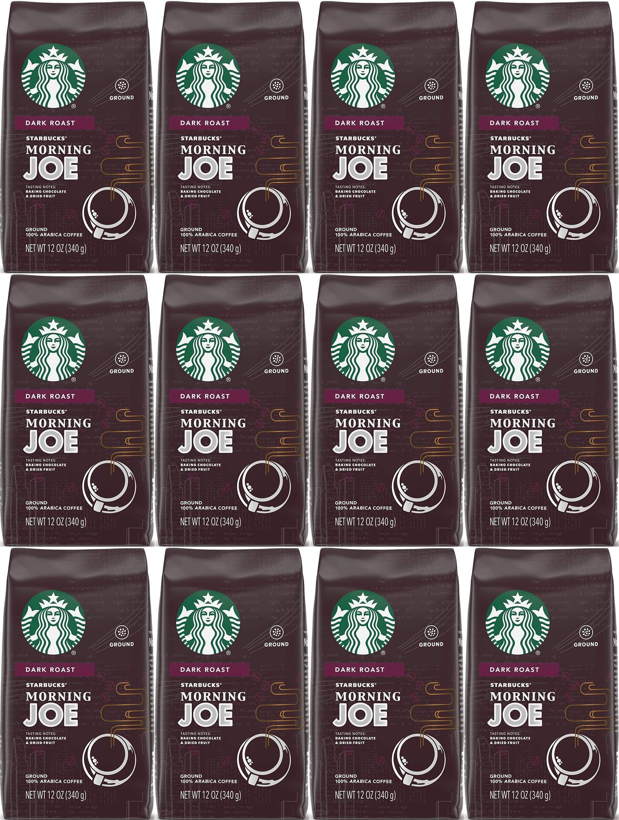 12 PACK Starbucks Morning Joe Dark Ground Coffee 12 OZ Best Before 10/2021