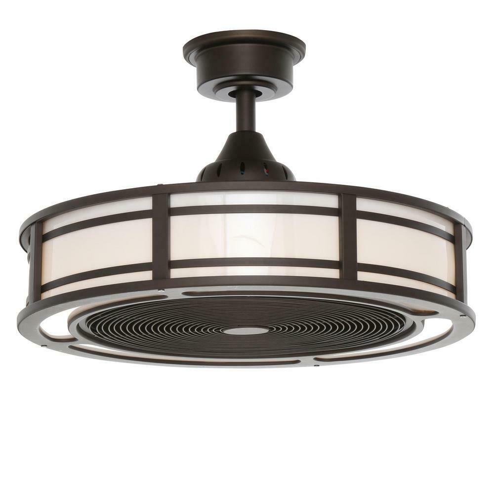 FOR PARTS Home Decorators Ceiling Fan 23" Rustic Bronze Outdoor 3-Blades LED L..