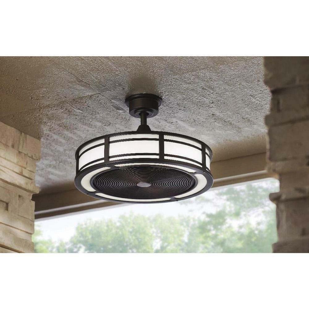 Home Decorators Ceiling Fan 23 in Rustic Bronze Outdoor 3-Blades LED Light Kit