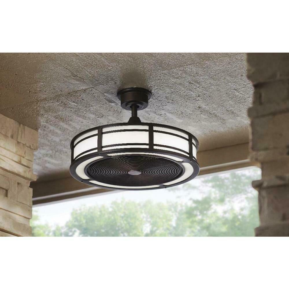 FOR PARTS Home Decorators Ceiling Fan 23" Rustic Bronze Outdoor 3-Blades LED L..