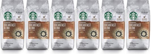6 PACK Starbucks Breakfast Blend Ground Coffee (12 oz ea) Best Before April 2020