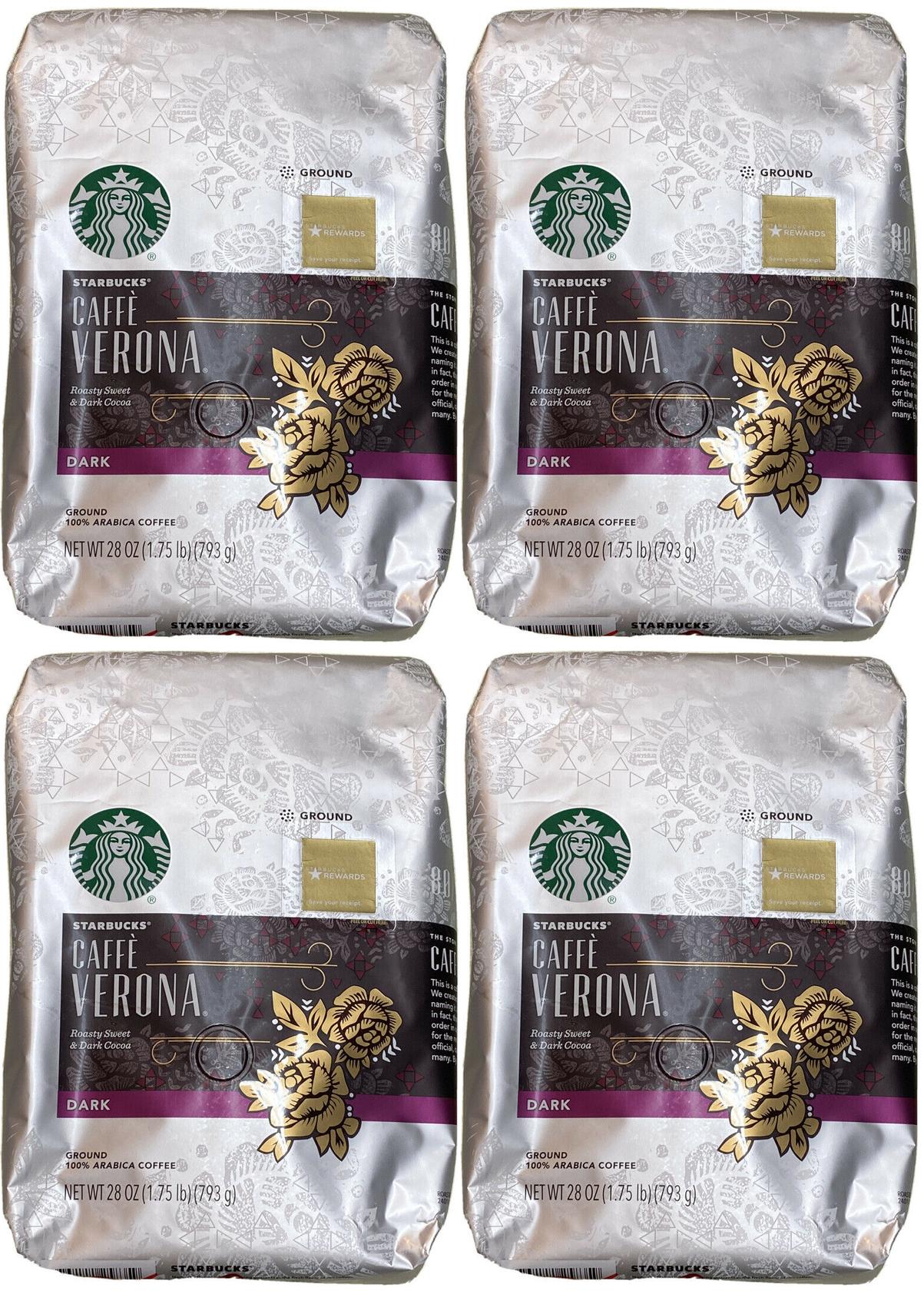 4 PACK Starbucks Caffe Verona Dark Roast Ground Coffee (28 oz. Each) BB JAN 2020