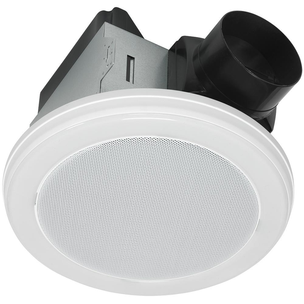 Home Netwerks Decorative White 80 CFM Ceiling Mount Bluetooth Stereo Speaker E..